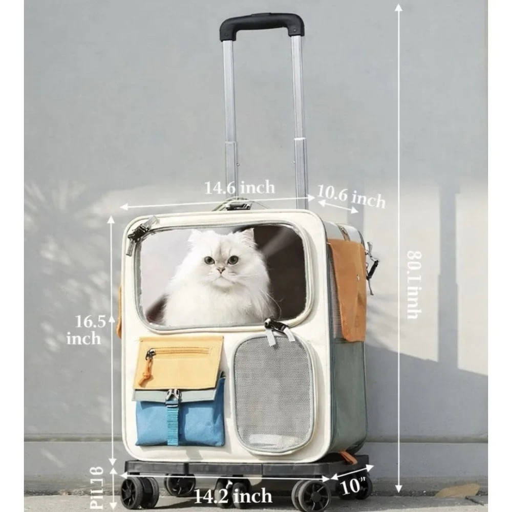 Convertible Rolling Travel Dog/ Cat Backpack And Rolling Pet Carrier